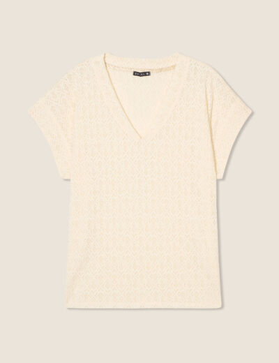T-shirt manches courtes ecru femme