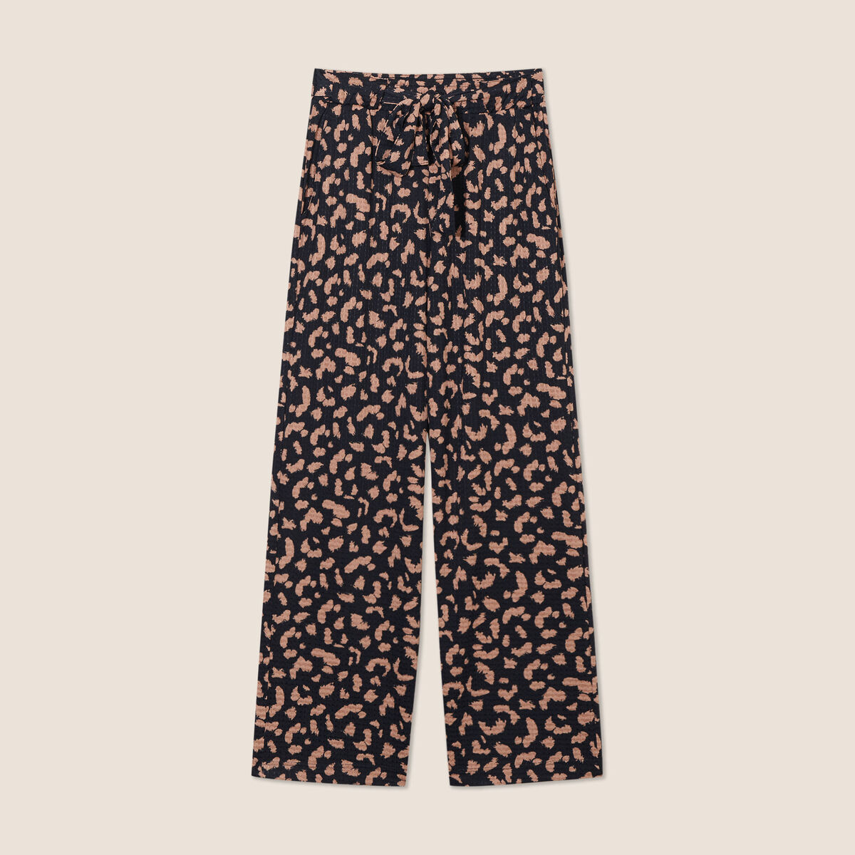 Pantalon ample taille haute noir femme