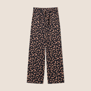 Pantalon ample taille haute noir femme