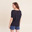 Pull col v bleu marine femme