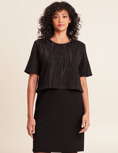 Robe bi-mati&egrave;re droite noir femme