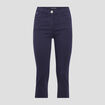 Pantacourt droit taille standard bleu marine femme