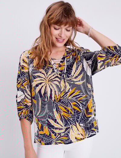 Blouse manches 3/4 blanc femme