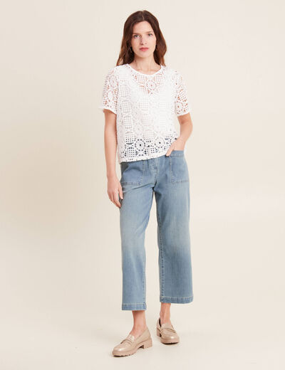 T-shirt manches courtes ecru femme