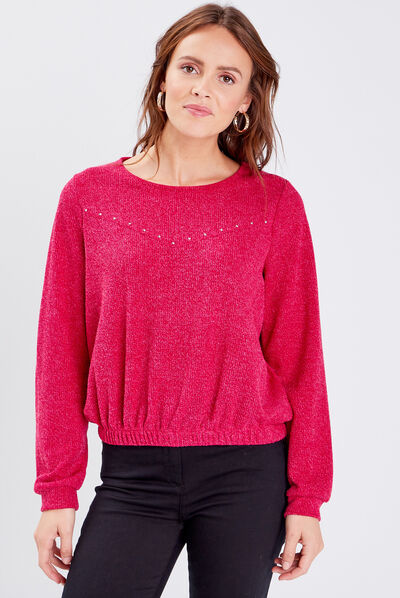 T-shirt manches longues rouge clair femme