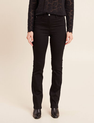 Jean coupe droite taille haute noir femme