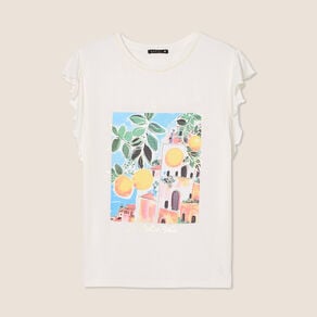 top col rond manches courtes ecru femme Top col rond manches courtes ecru femme