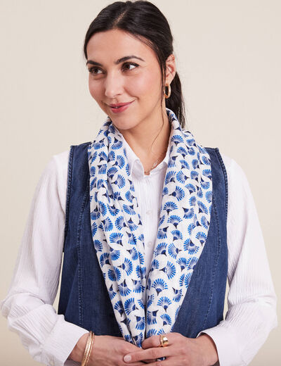 Foulard avec sequins bleu marine femme