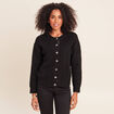 Gilet droit mi-long col rond noir femme