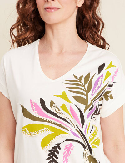 T-shirt manches courtes ecru femme