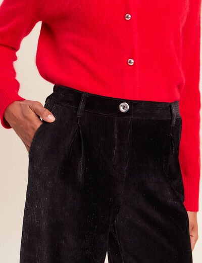 Pantalon en velours noir femme