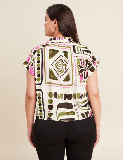 Chemise manches courtes nouée vert femme