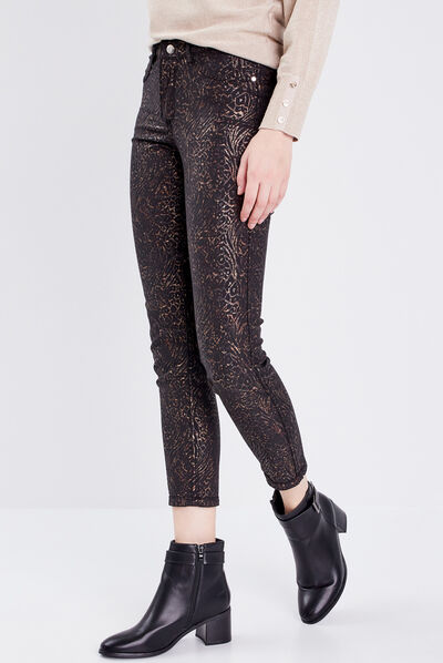 Pantalon ajusté réversible noir femme