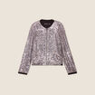 Veste zippée sequins gris argent femme