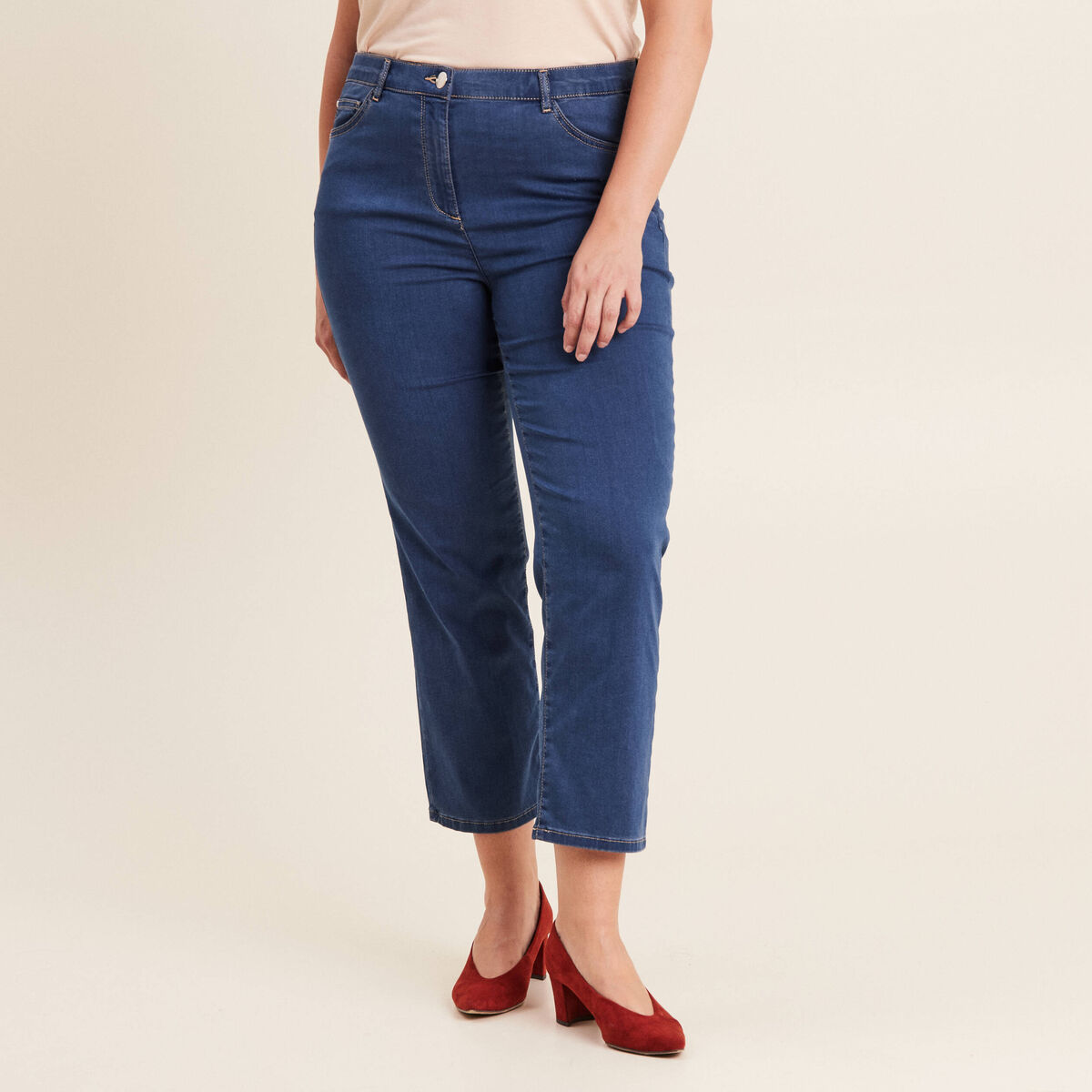 Jean magique Le L&eacute;ger coupe droite denim double stone femme