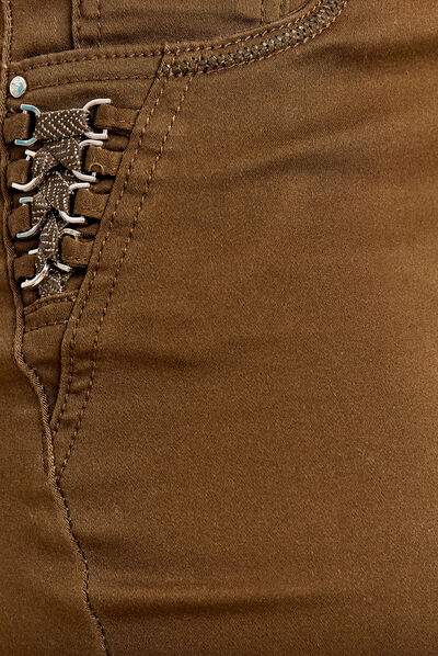 Pantalon ajusté 7/8ème vert olive femme