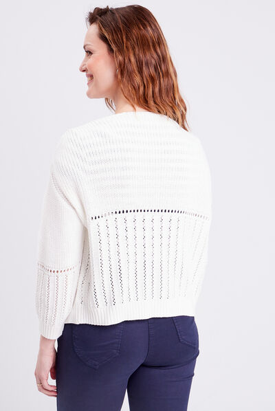 Gilet manches longues ecru femme
