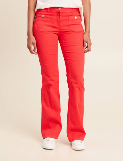 Pantalon bootcut taille basculée rouge femme