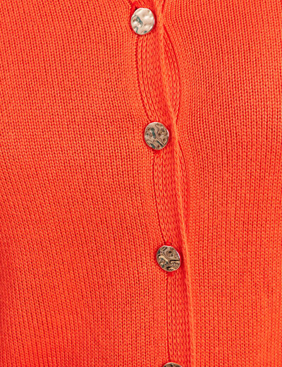 Gilet droit long &agrave; manches longues orange fonc&eacute; femme