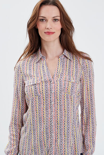 Chemise manches longues ecru femme