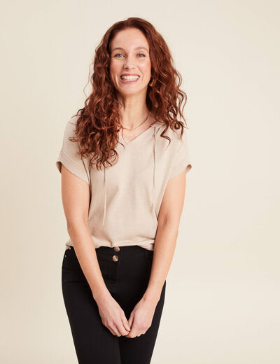 Pull sans manches à capuche couleur or femme