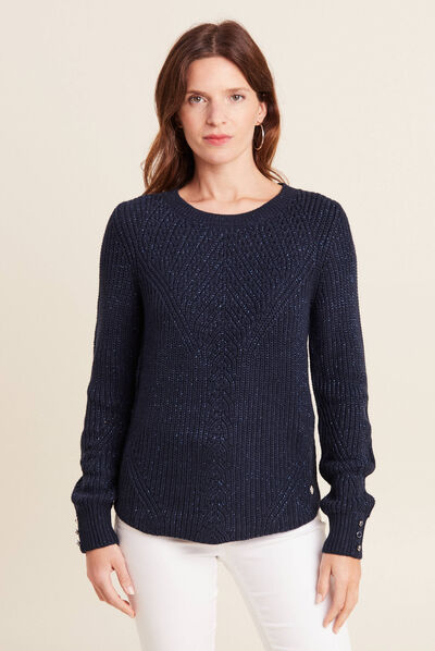 Pull manches longues bleu marine femme