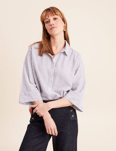 Chemise ample manches 3/4 fluide multicolore femme