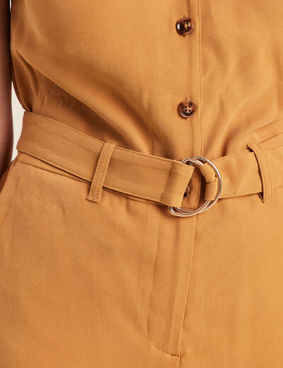 Combinaison pantalon fluide camel femme