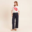 T-shirt col rond manches courtes ecru femme