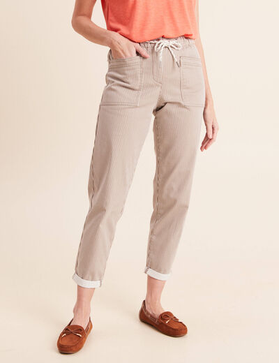 Pantalon coupe mom 7/8&egrave;me marron femme