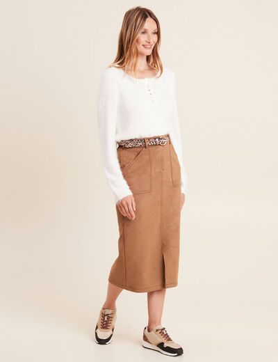 Pull manches longues ecru femme