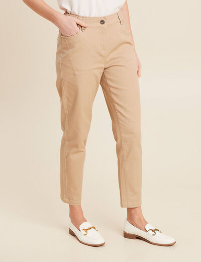 Pantalon coupe droite 7/8&egrave;me sable femme