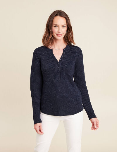 Pull manches longues bleu marine femme