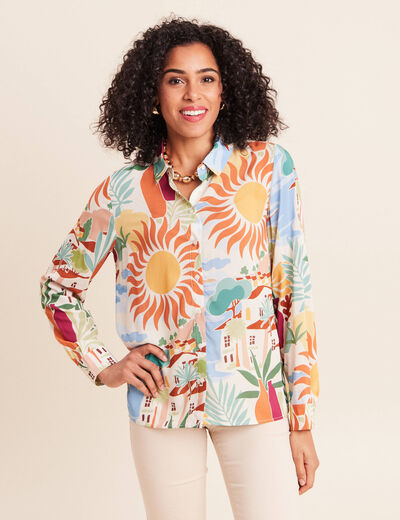 Chemise manches longues orange femme