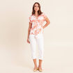 T-shirt col tunisien manches courtes rose femme
