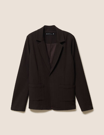 Veste tailleur cintr&eacute;e marron fonc&eacute; femme
