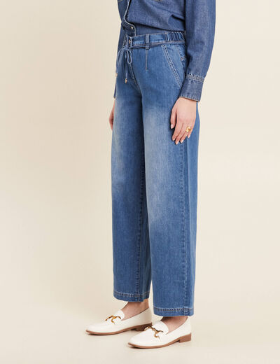 Jean coupe large avec cordon denim double stone femme