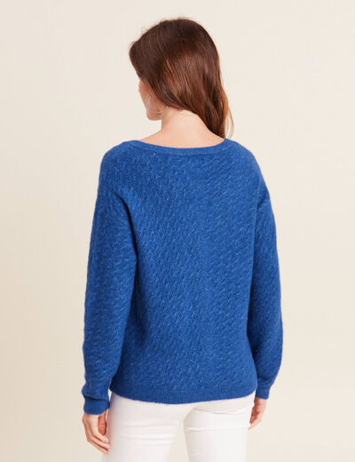 Pull manches longues bleu femme