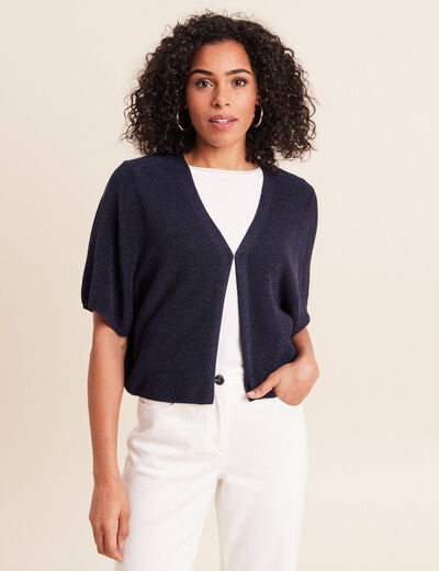 Gilet manches courtes bleu marine femme