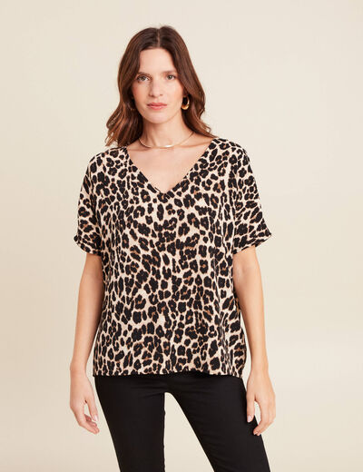 Blouse fluide manches 3/4 creme femme