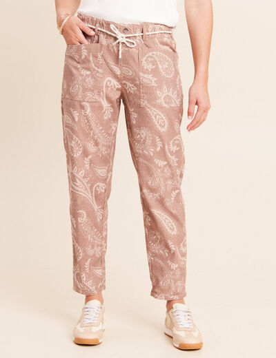 Pantalon droit r&eacute;versible marron femme