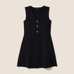 Robe courte &eacute;vas&eacute;e col v sans manches noir femme