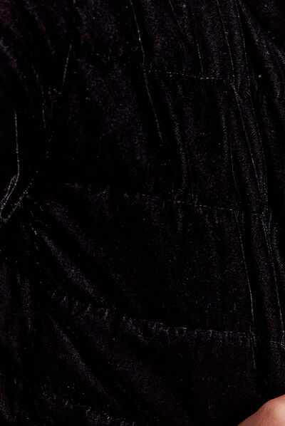 Doudoune ajustée velours noir femme