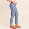 Jean coupe droite 7/8&egrave;me taille bascul&eacute;e denim double stone femme
