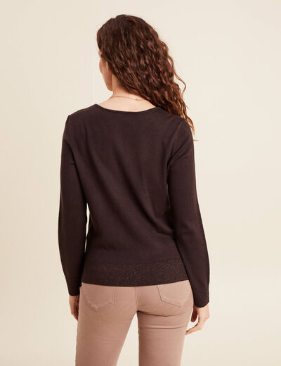 Pull manches longues marron foncé femme