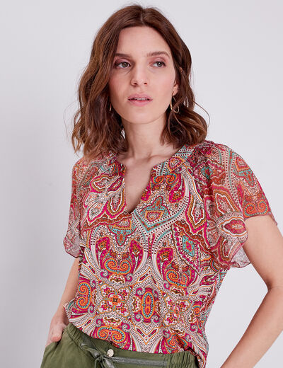 T-shirt manches courtes multicolore femme
