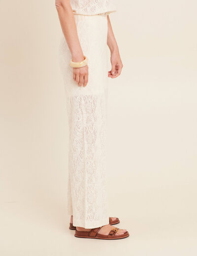 Pantalon crochet femme ecru femme