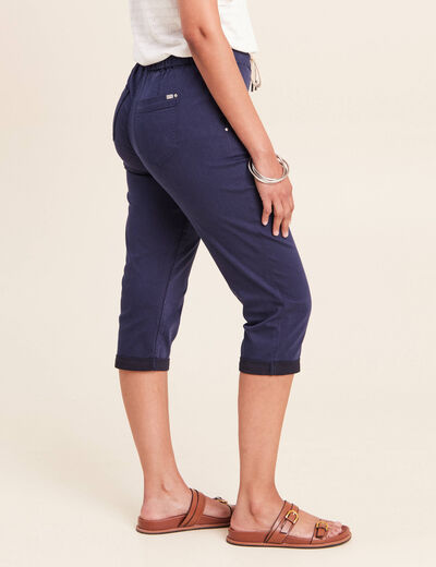Pantacourt coupe mom large bleu marine femme