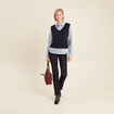 Pull effet 2-en-1 chemise bleu fonc&eacute; femme