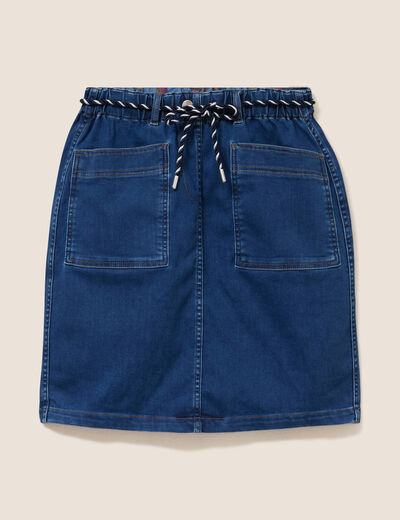 Jupe droite r&eacute;versible bleu femme